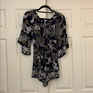 Blue patterned romper